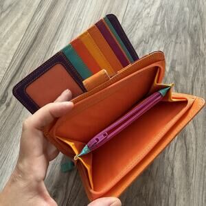 My Walit Copacabana Bifold Snap Wallet Premium Leather Zipper Pocket With Pen